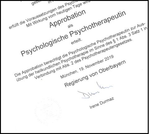 Ausschnitt der Approbationsurkunde